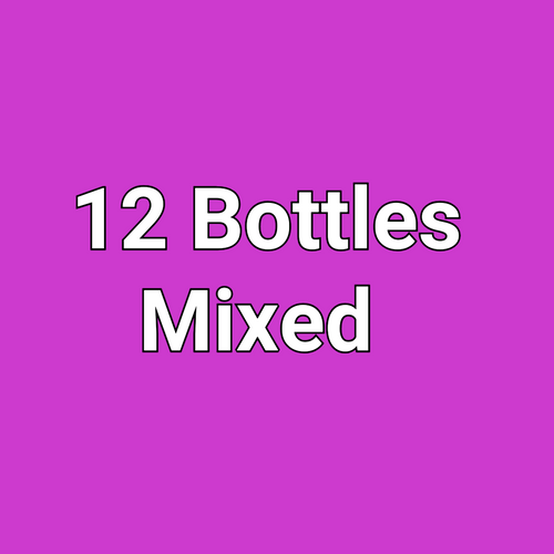 Text '12 Bottles Mixed' on a purple background