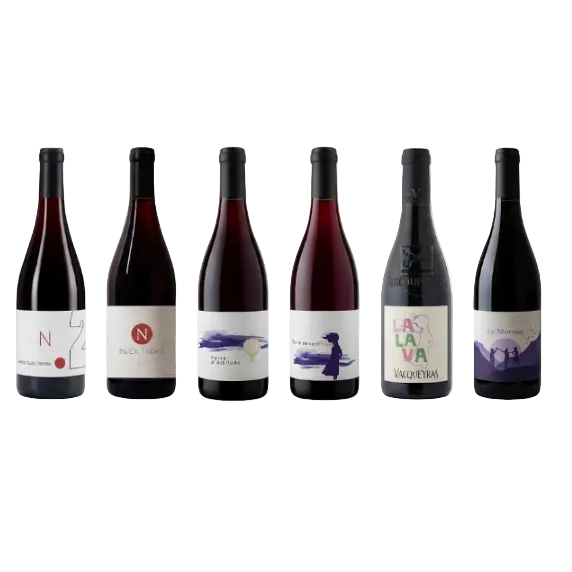 Six-bottle mixed case from Les Jardins d'Ingrid: organic Rhône reds from Ventoux, Valréas, Vinsobres and Vacqueyras