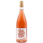 A bottle of Blouge wine with a pinkish-amber liquid, featuring a white label with red text that reads 'Pour un Pip? LOUGE' and a cork stopper, set against a plain white background.