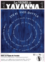 Label of Steal This Bottle, old-vine Grolleau Noir by Les Vignes de Yavanna, Anjou